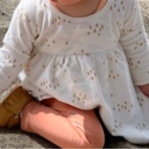 Quincy Mae Cream and Brown Casual Kids Dress
